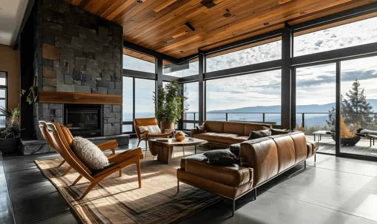 Living Room With Natural Materials and Organic Finishes