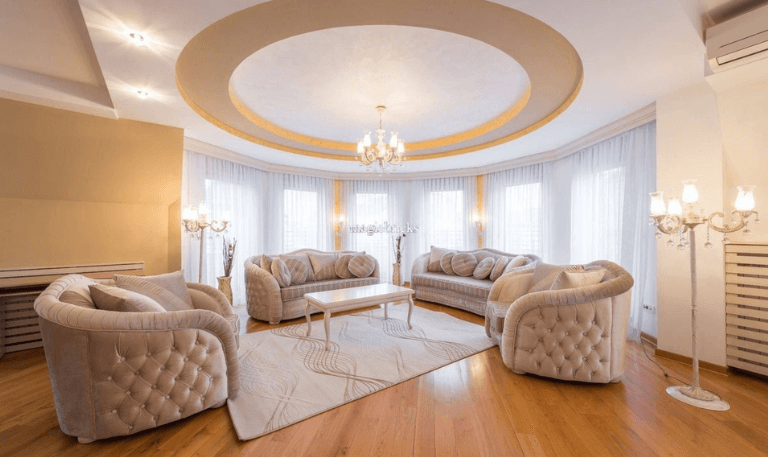Living Room with Gypsum False Ceiling
