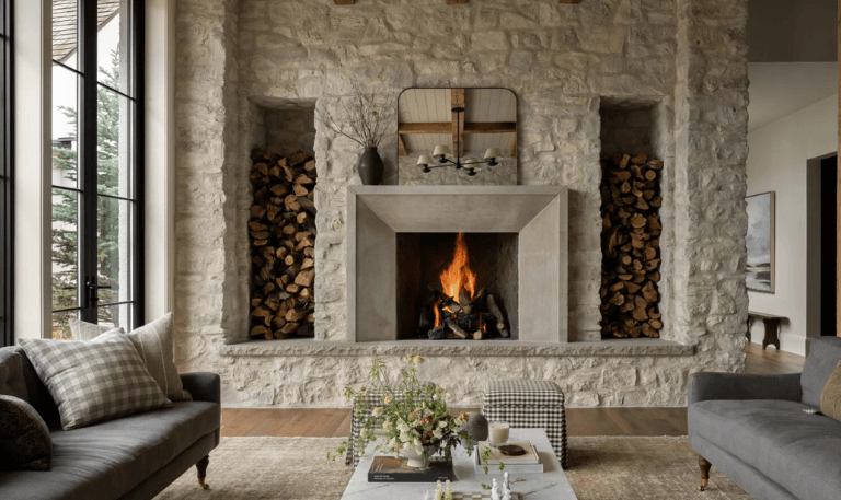 Living Room with Natural Stone Accents